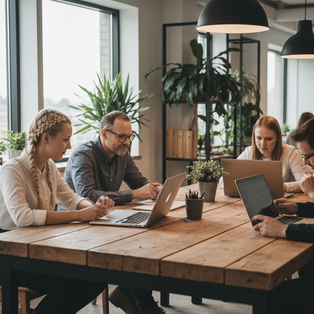 Scène de travail collaboratif en équipe