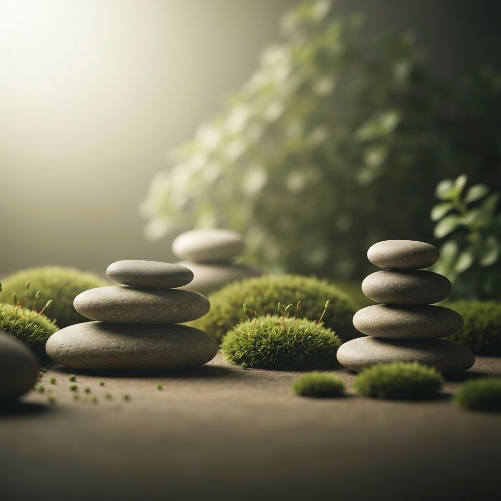 Pierres zen en équilibre symbolisant l'harmonie intérieure